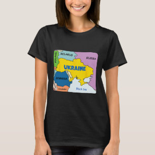 Colorful Simplified Ukraine Map T-Shirt