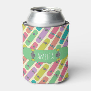 Colorful Skateboard Pattern Personalised Can Cooler
