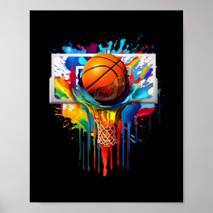 Colorful Sketll Tie Dye Color Splash Hoop Net Slam Poster