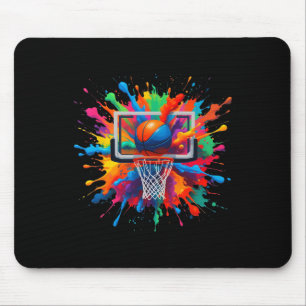 Colorful Sketll Tie Dye Hoop Net Slam Dunk Splash Mouse Pad