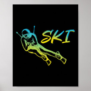 Colorful Skier Winter Sports Ski  Poster
