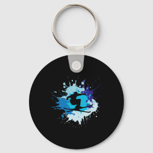 Colorful Skiing Outfit Nordic Skier Ski Key Ring