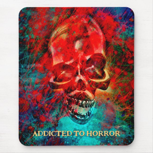 Colorful skull. Addicted to Horror Mouse Pad (Front)