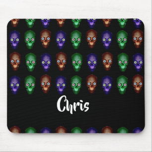 Colorful skull heads mouse pad