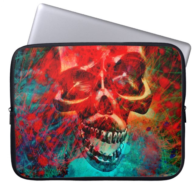 Colorful skull laptop sleeve (Front)
