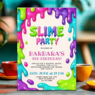 Colorful Slime Party Birthday Bash for Kids Invitation