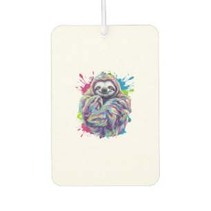 Colorful Sloth Cute Animal Art Funny Graphic Tee T Car Air Freshener