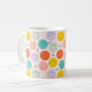 Colorful Smiling Happy Face Pattern Coffee Mug