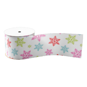 Colorful Snowflake Pattern – Festive Winter Design Grosgrain Ribbon