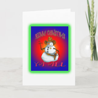 Colorful Snowman design western Howdy Holiday Card
