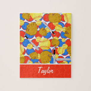 Colorful softball jigsaw puzzle