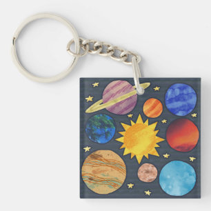 Colorful Solar System Key Ring