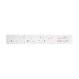 COLORFUL SPARKLES pretty bright rainbow colors Wrap Around Label