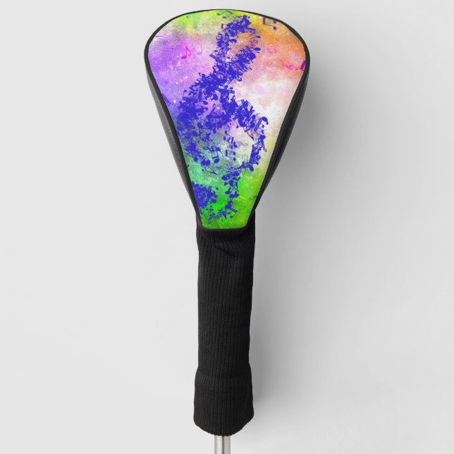 colorful sparkling music golf head cover (Front)