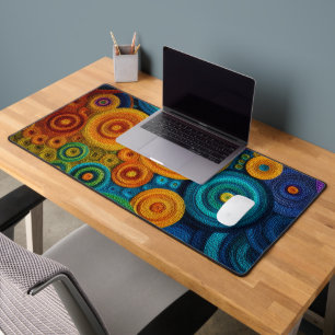 Colorful Spiral Abstract Pattern Geometric Swirl Desk Mat