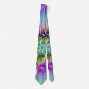 Colorful Spiral Round Shapes Abstract Fractal Art Tie