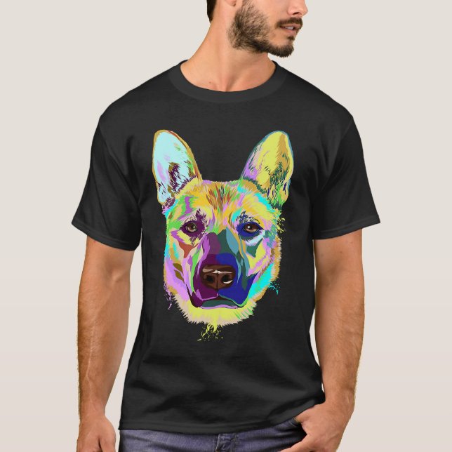 Colorful Splash Carolina Dog T-Shirt (Front)