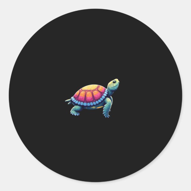 Colorful Splash Eastern Box Turtle (1) Classic Round Sticker (Front)
