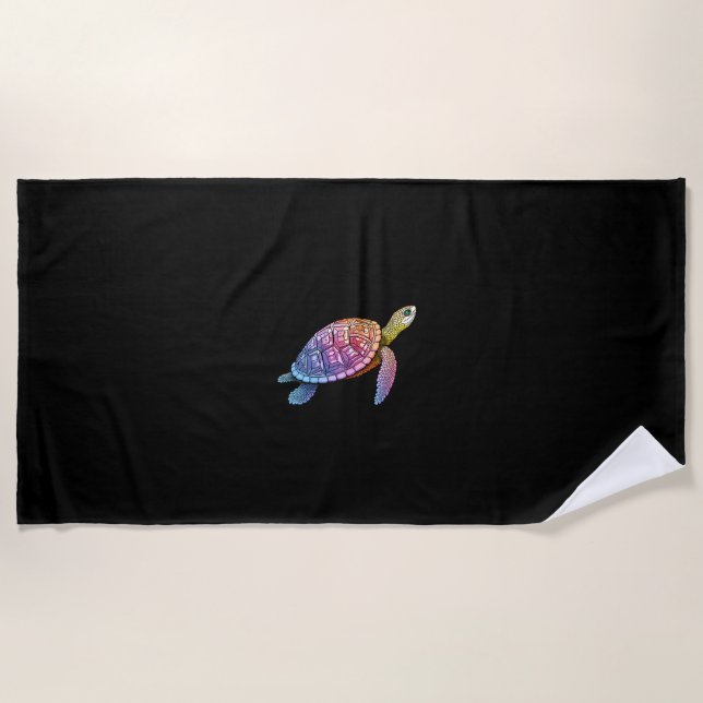 Colorful Splash Eastern Box Turtle (3) Beach Towel (Front)