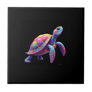 Colorful Splash Eastern Box Turtle (4) Ceramic Tile