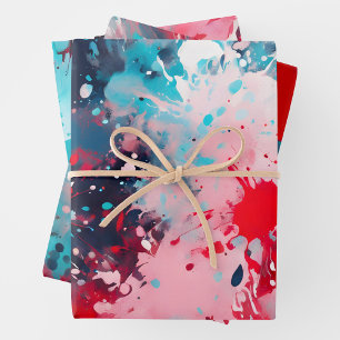 Colorful Splatter Paint Art Wrapping Paper Sheets
