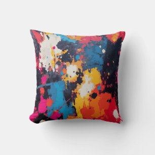 Colorful Splatter Paint – Bold Abstract Artistic Cushion