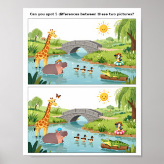 Colorful Spot the Difference Puzzle Poster 