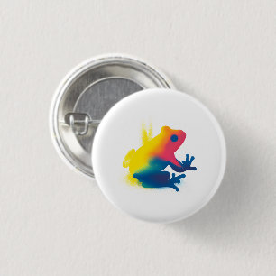 Colorful Spray Paint Frog Silhouette Round Button
