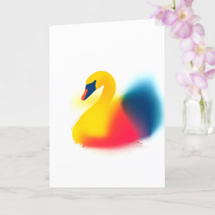 Colorful Spray Paint Swan Silhouette Card