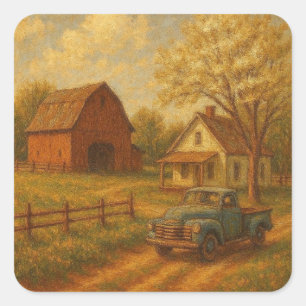 Colorful spring/Easter vintage patchwork quilt Square Sticker