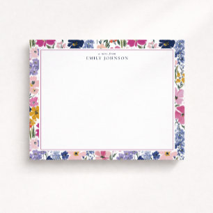 Colorful Spring Floral Border Note Card