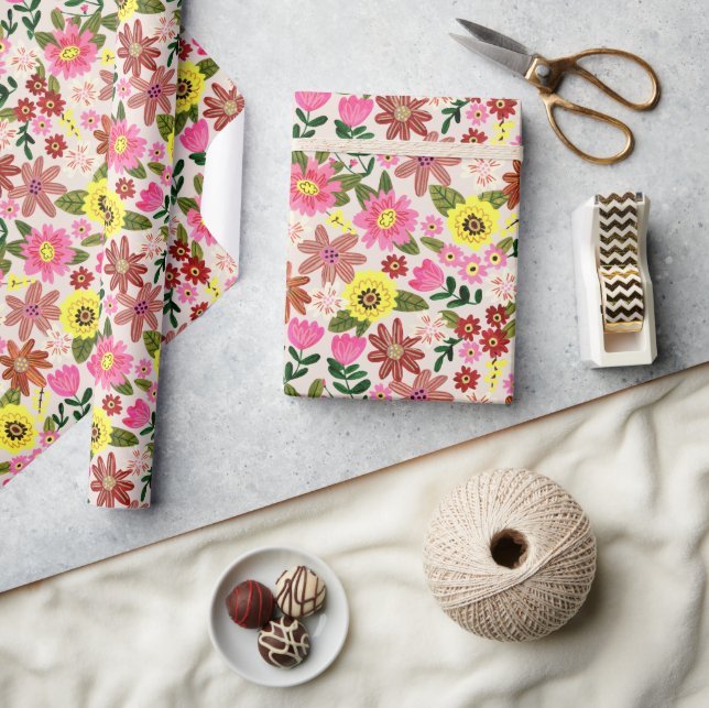 Colorful Spring Floral Garden Gift Wrapping Paper (Crafts)