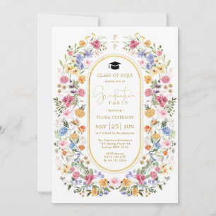 Colorful Spring Floral Garden Graduation Invitation