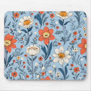 Colorful spring floral pattern mouse pad