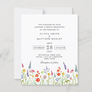 Colorful spring floral wedding Invitation