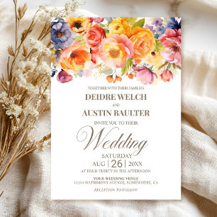 Colorful Spring Floral Wedding Invitation