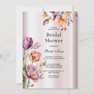 Colorful Spring Flowers Bridal Shower Invitation