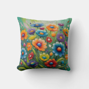 Colorful spring flowers cushion
