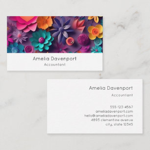 Colorful Spring Flowers Pattern Business Card