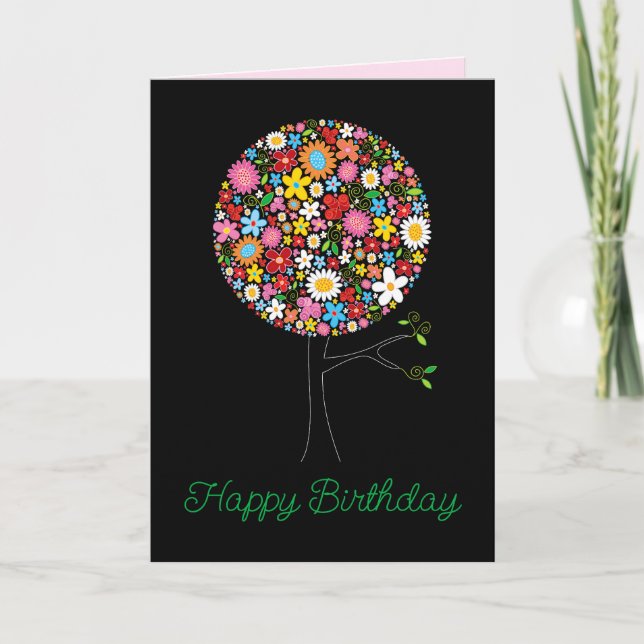 Colorful Spring Flowers Pop Tree Blooms Birthday Invitation (Front)