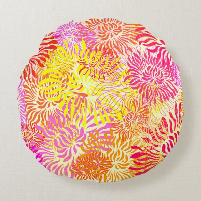 Colorful Spring Flowers Round Cushion (Front)