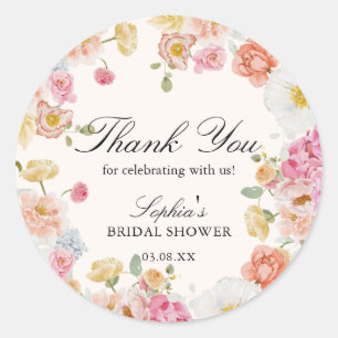 Colorful Spring Flowers Thank You Classic Round Sticker