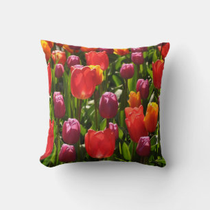 Colorful spring tulips beauty cushion