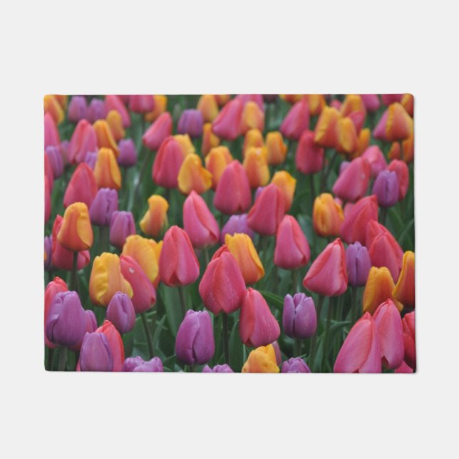 Colorful spring tulips doormat (Front)