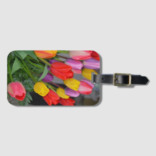 Colorful spring tulips luggage tag