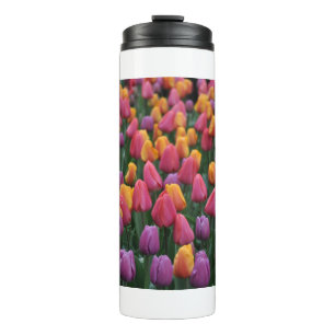 Colorful spring tulips thermal tumbler