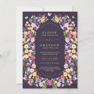 Colorful Spring Wildflower Garden QR Code Wedding  Invitation
