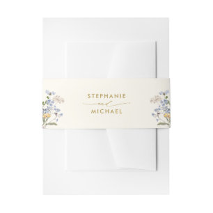 Colorful Spring Wildflower Meadow Gold Wedding Invitation Belly Band