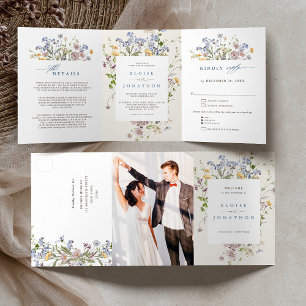 Colorful Spring Wildflower  Wedding Invitation
