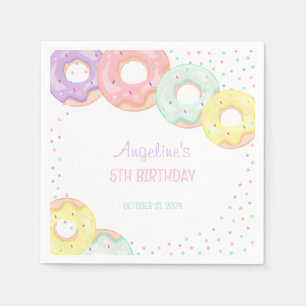 Colorful Sprinkle Donuts Kids Birthday Napkin